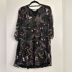 Ba&sh Long Sleeve Dress. Black with colored floral print. Size 0. Good condition